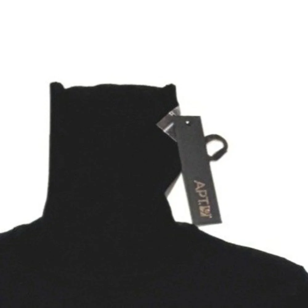 New Apt. 9 Turtleneck Sweater Womens Medium Black Rayon Blend Ribbed Knit Top
